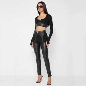 NWT MANIÈRE DE VOIR Vegan Leather Zip Off Leggings to Shorts